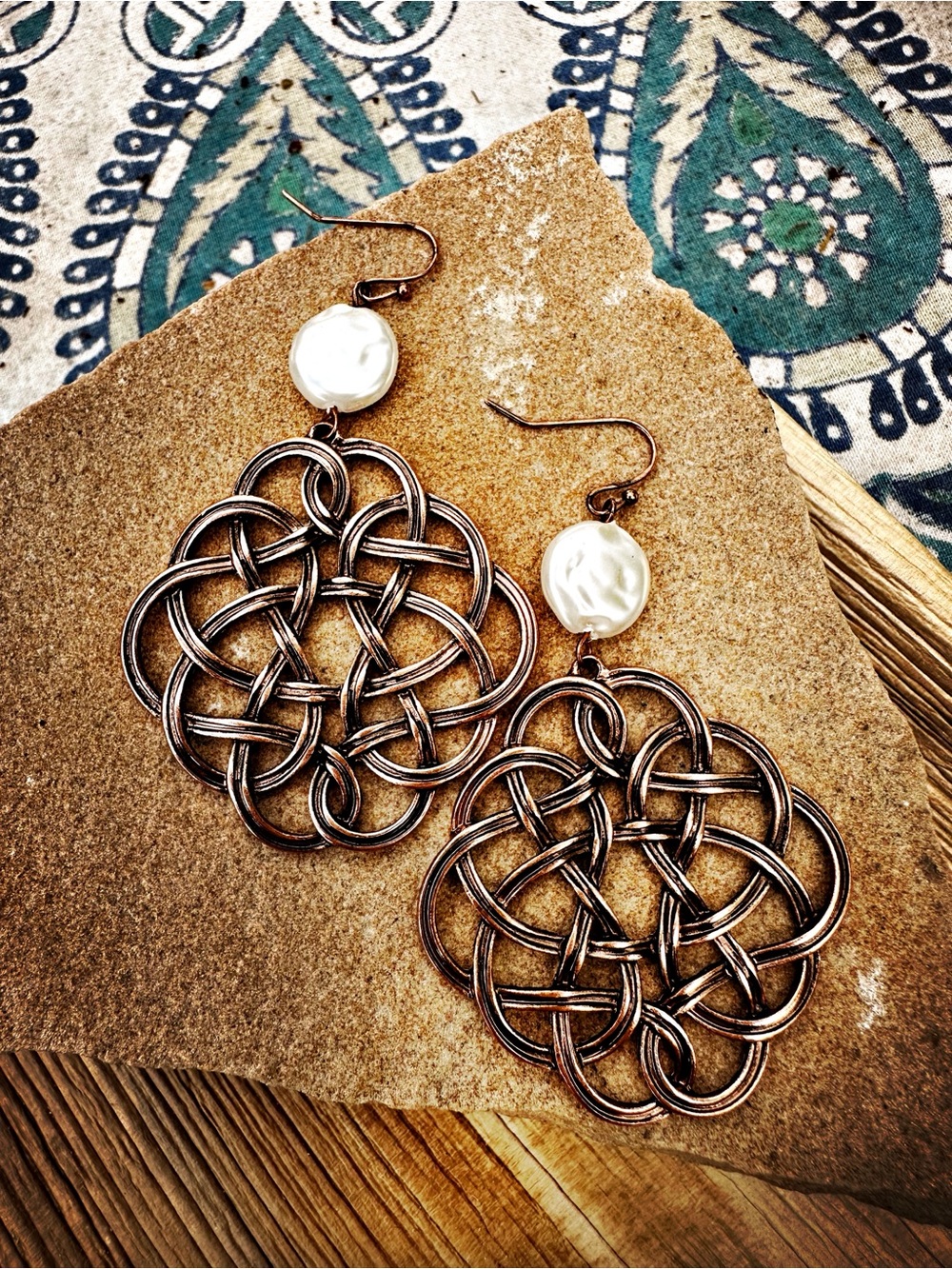 Copper Celtic Knot Statement Earrings